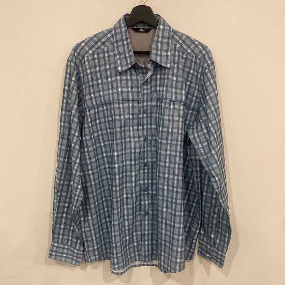 Men's Large Wrangler Outdoor/Hiking Shirt - Blue and White Plaid - Picture 1 of 4